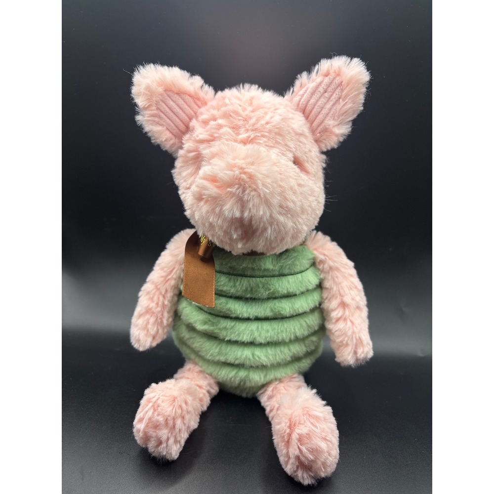 Disney Baby Piglet Plush Winnie the Pooh Pink Green Textured Stuffed Animal Toy